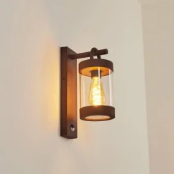 Lampes Vintages & Rétros-hofstein Applique murale d'extérieur Fulham Brun, Rouille, 1 lumière, Détecteur de mouvement