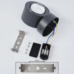 hofstein Applique murale d'extérieur Andersro LED Noir, 2 lumières