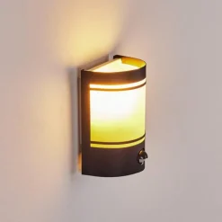 hofstein Applique murale d'extérieur Visnum Noir, Blanc, 1 lumière, Détecteur de mouvement