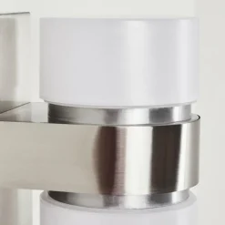 hofstein Applique murale d'extérieur Tiarp LED Nickel mat, 2 lumières, Détecteur de mouvement