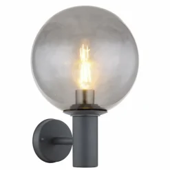 Suspension Verre Fumé-Luminaires Globo Lighting Applique murale d'extérieur Globo HEDWIG Anthracite, 1 lumière