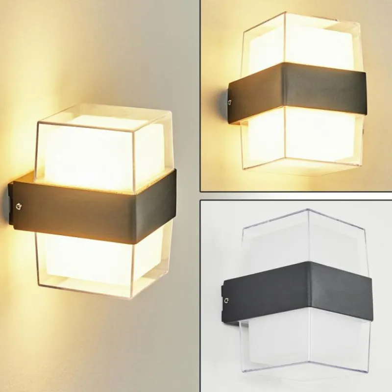 hofstein Applique murale d'extérieur Cesta LED Noir, 2 lumières