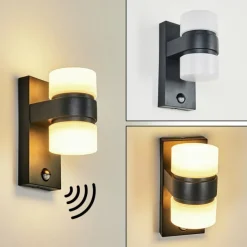 hofstein Applique murale d'extérieur Tiarp LED Noir, 2 lumières, Détecteur de mouvement