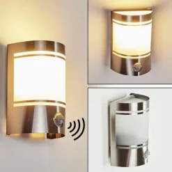 hofstein Applique murale d'extérieur Visnum Nickel mat, Blanc, 1 lumière, Détecteur de mouvement