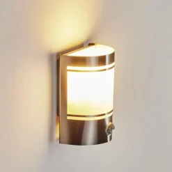 hofstein Applique murale d'extérieur Visnum Nickel mat, Blanc, 1 lumière, Détecteur de mouvement