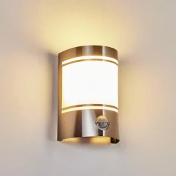 hofstein Applique murale d'extérieur Visnum Nickel mat, Blanc, 1 lumière, Détecteur de mouvement