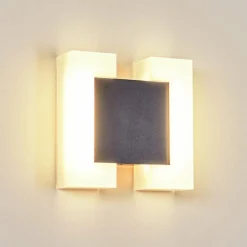 hofstein Applique murale d'extérieur Zoppola LED Anthracite, Blanc, 2 lumières