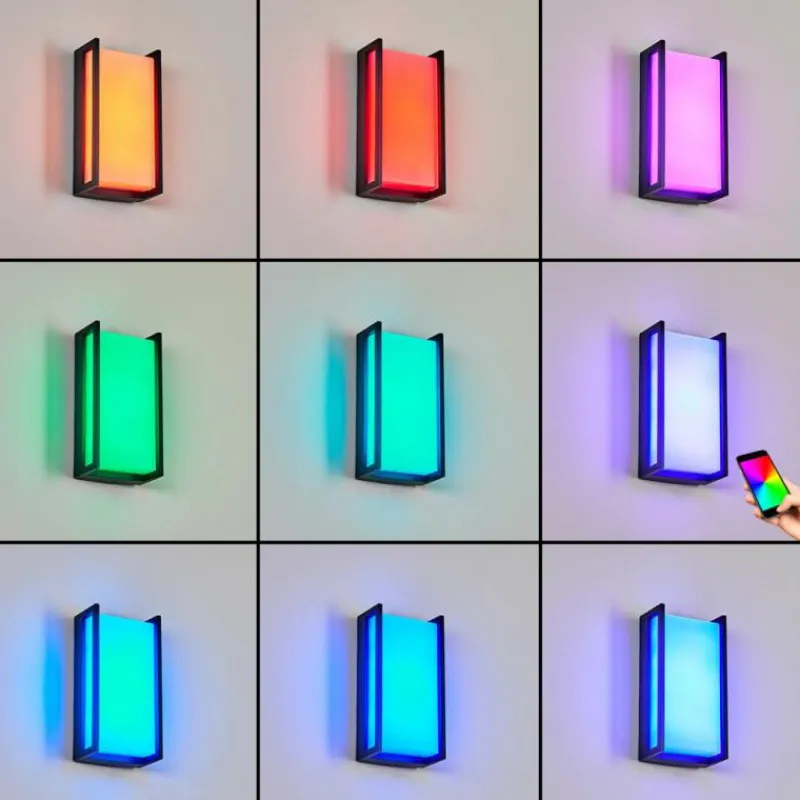 hofstein Applique murale d'extérieur Skove LED Anthracite, 1 lumière, Changeur de couleurs