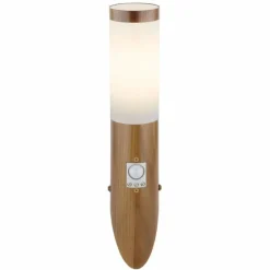 Lampes En Bois-Luminaires Globo Lighting Applique murale d'extérieur Globo BOSTON Bois foncé, 1 lumière, Détecteur de mouvement