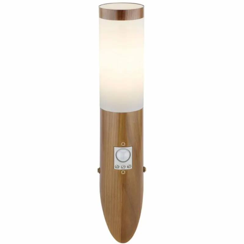 Lampes En Bois-Luminaires Globo Lighting Applique murale d'extérieur Globo BOSTON Bois foncé, 1 lumière, Détecteur de mouvement