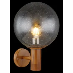 Lampes En Bois-Luminaires Globo Lighting Applique murale d'extérieur Globo OSSY Acier inoxydable, Couleur bois, 1 lumière