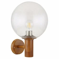 Lampes En Bois-Luminaires Globo Lighting Applique murale d'extérieur Globo OSSY Acier inoxydable, Couleur bois, 1 lumière