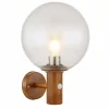 Lampes En Bois-Luminaires Globo Lighting Applique murale d'extérieur Globo OSSY Acier inoxydable, Couleur bois, 1 lumière, Détecteur de mouvement