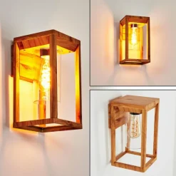 Style Boho-Chic-hofstein Applique murale d'extérieur Leset Brun, Couleur bois, 1 lumière