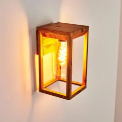 Style Boho-Chic-hofstein Applique murale d'extérieur Leset Brun, Couleur bois, 1 lumière