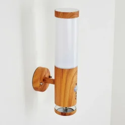 hofstein Applique murale d'extérieur Tenvik LED Brun, Couleur bois, 2 lumières, Détecteur de mouvement