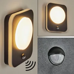 hofstein Applique murale d'extérieur Haga LED Noir, 1 lumière, Détecteur de mouvement