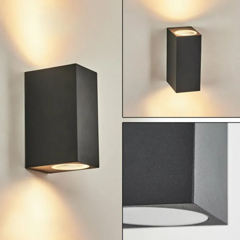 hofstein Applique murale d'extérieur Skaabu Noir, Blanc, 2 lumières