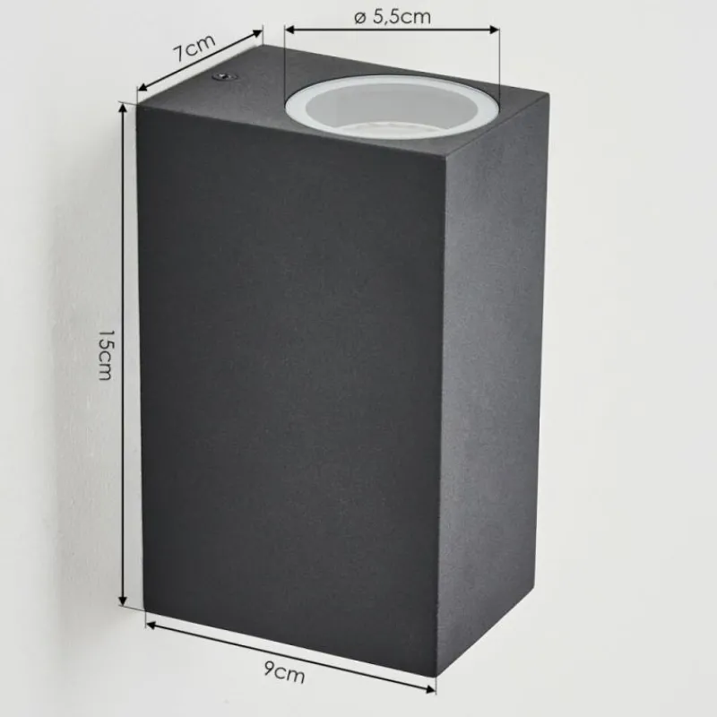 hofstein Applique murale d'extérieur Skaabu Noir, Blanc, 2 lumières