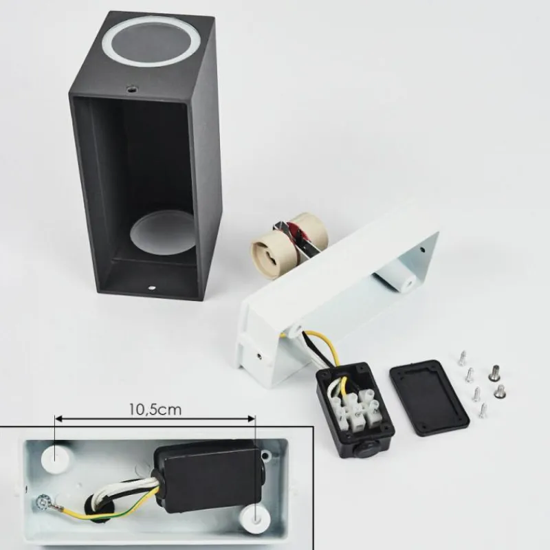 hofstein Applique murale d'extérieur Skaabu Noir, Blanc, 2 lumières