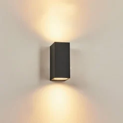 hofstein Applique murale d'extérieur Skaabu Noir, Blanc, 2 lumières