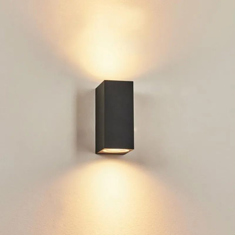 hofstein Applique murale d'extérieur Skaabu Noir, Blanc, 2 lumières