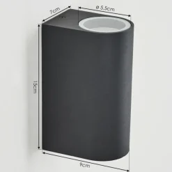 hofstein Applique murale d'extérieur Skaabu Noir, Blanc, 2 lumières