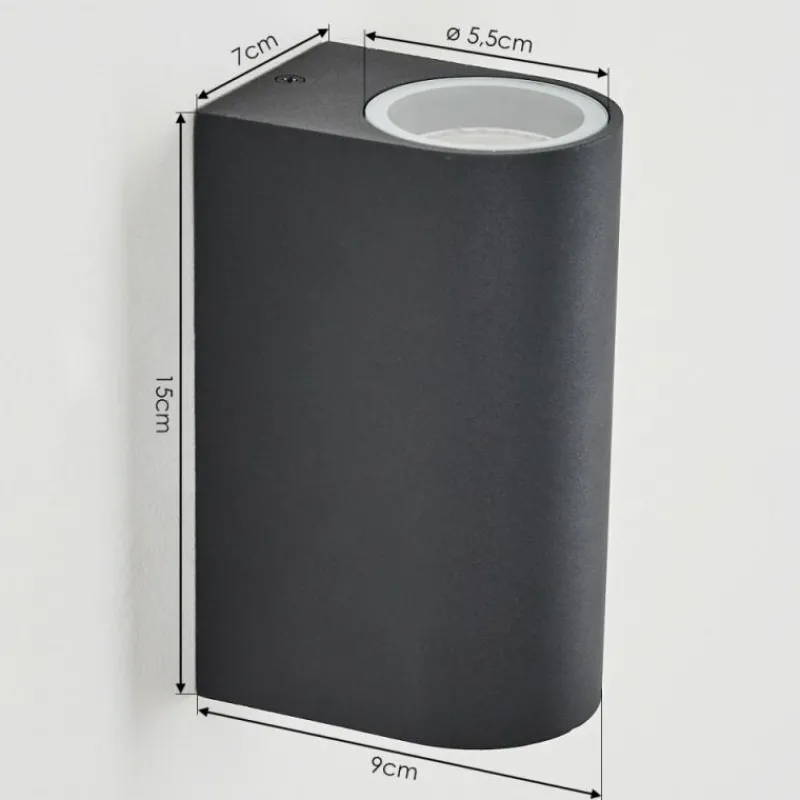 hofstein Applique murale d'extérieur Skaabu Noir, Blanc, 2 lumières