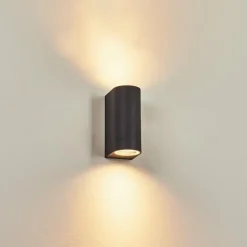 hofstein Applique murale d'extérieur Skaabu Noir, Blanc, 2 lumières