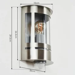 hofstein Applique murale d'extérieur Lauvdal Acier inoxydable, 1 lumière, Détecteur de mouvement