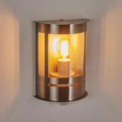 hofstein Applique murale d'extérieur Lauvdal Acier inoxydable, 1 lumière, Détecteur de mouvement