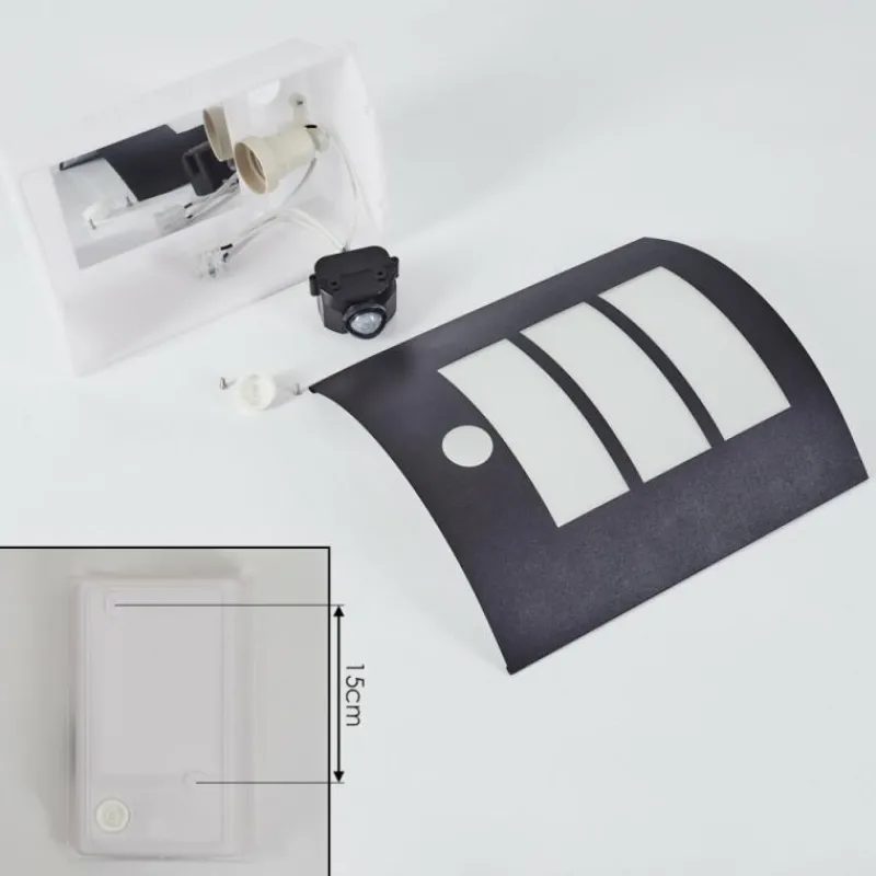 hofstein Applique murale d'extérieur Matilau Noir, Blanc, 1 lumière, Détecteur de mouvement
