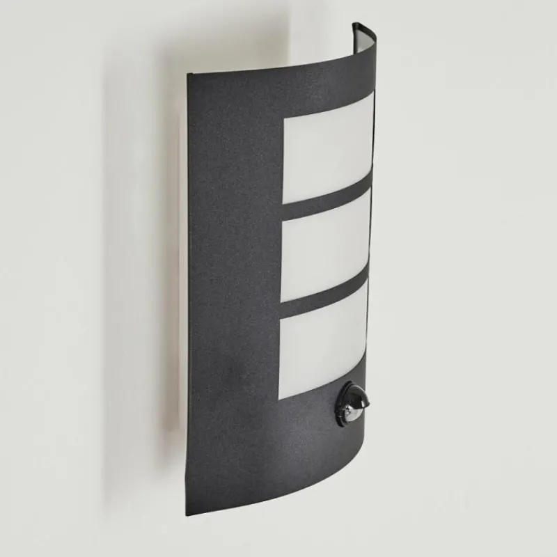 hofstein Applique murale d'extérieur Matilau Noir, Blanc, 1 lumière, Détecteur de mouvement