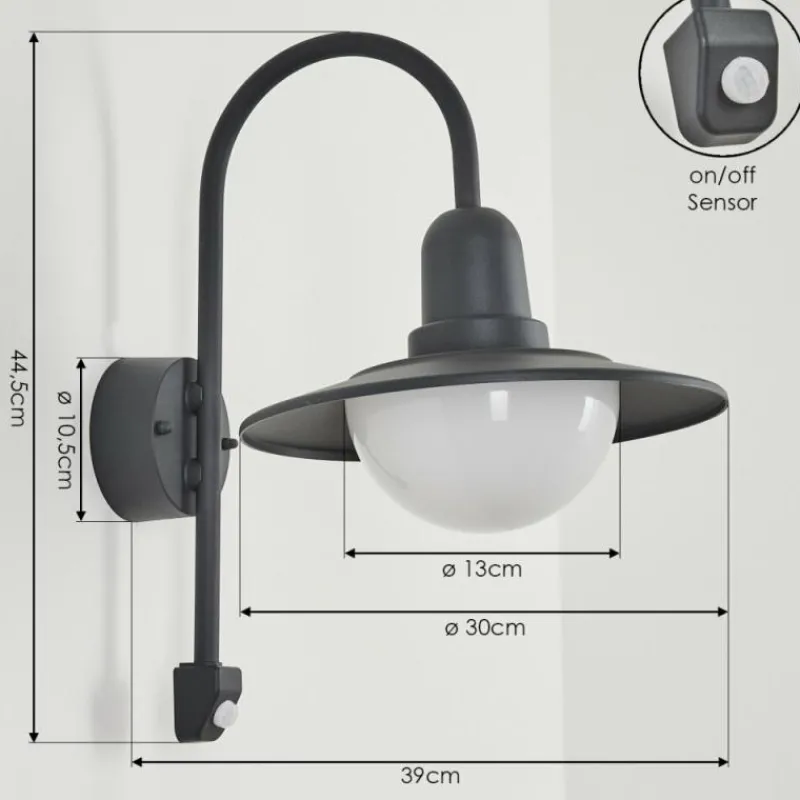 Luminaires Rustiques-hofstein Applique murale d'extérieur Pohei Anthracite, 1 lumière, Détecteur de mouvement