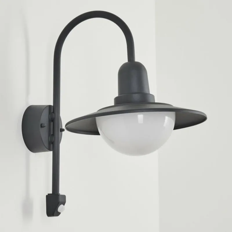 Luminaires Rustiques-hofstein Applique murale d'extérieur Pohei Anthracite, 1 lumière, Détecteur de mouvement