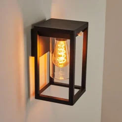 hofstein Applique murale d'extérieur Leset Noir, 1 lumière, Détecteur de mouvement