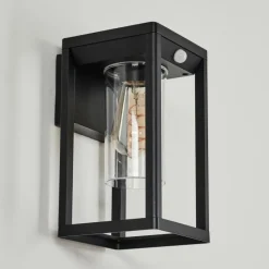 hofstein Applique murale d'extérieur Leset Noir, 1 lumière, Détecteur de mouvement