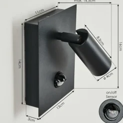 hofstein Applique murale d'extérieur Saeter LED Noir, 1 lumière, Détecteur de mouvement