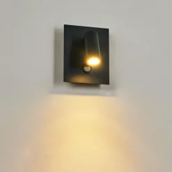 hofstein Applique murale d'extérieur Saeter LED Noir, 1 lumière, Détecteur de mouvement