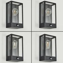 hofstein Applique murale d'extérieur Caudry Noir, 1 lumière, Détecteur de mouvement