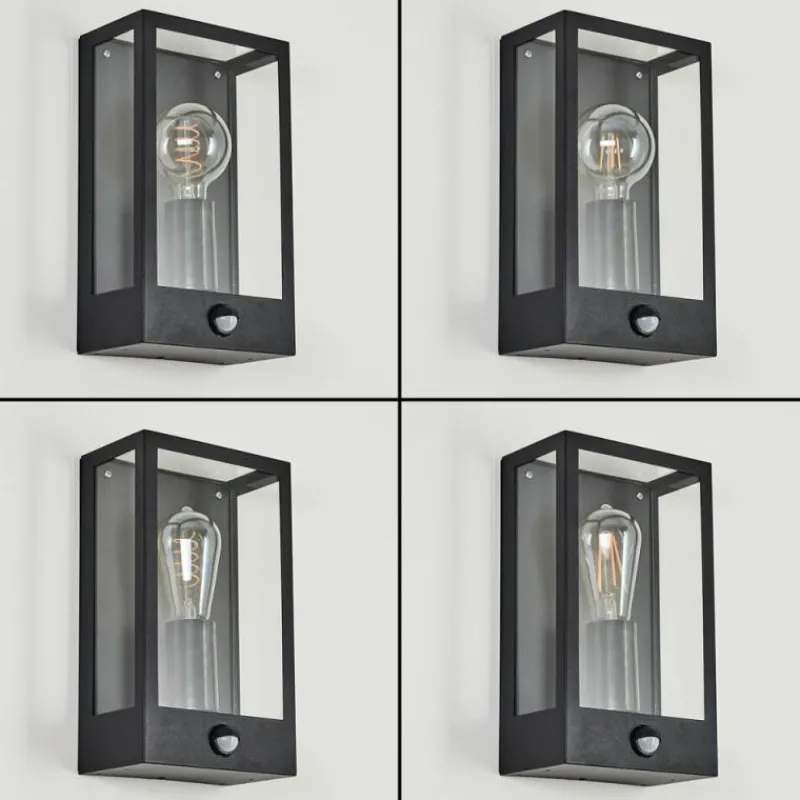 hofstein Applique murale d'extérieur Caudry Noir, 1 lumière, Détecteur de mouvement