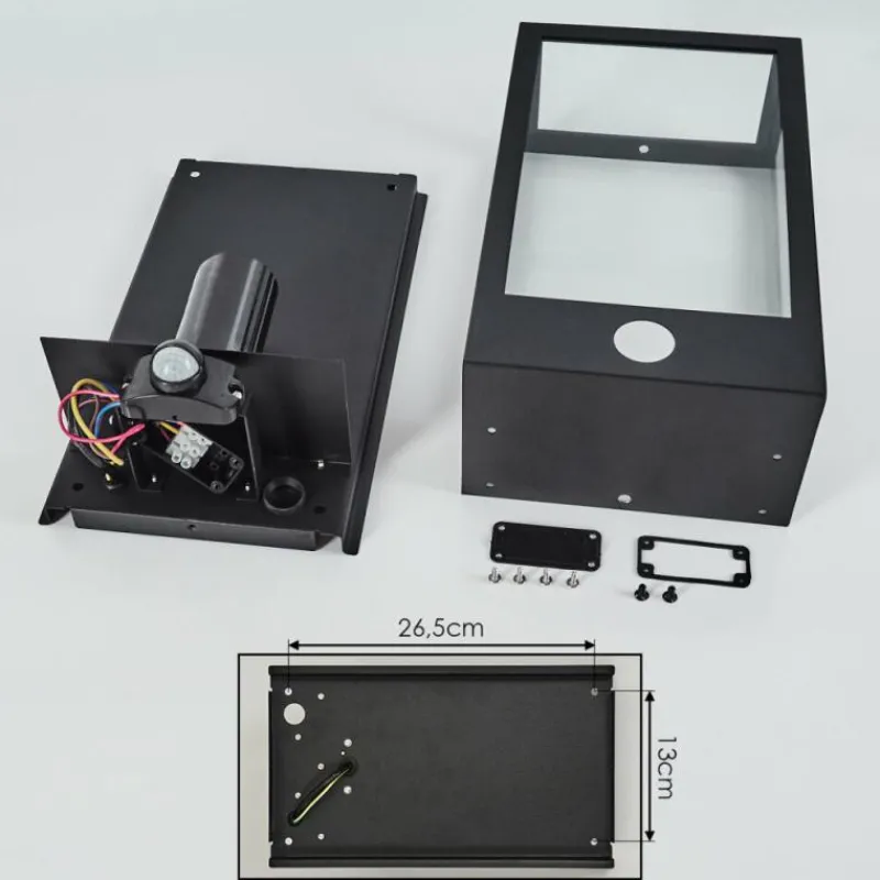 hofstein Applique murale d'extérieur Caudry Noir, 1 lumière, Détecteur de mouvement