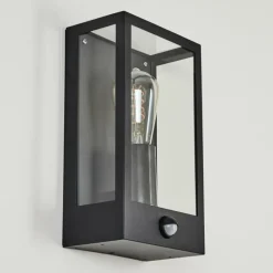 hofstein Applique murale d'extérieur Caudry Noir, 1 lumière, Détecteur de mouvement