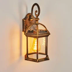 Luminaires Rustiques-hofstein Applique murale d'extérieur Bourrouc Or, Noir, 1 lumière