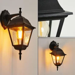 Luminaires Rustiques-hofstein Applique murale d'extérieur Naofe Noir, 1 lumière