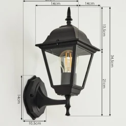 Luminaires Rustiques-hofstein Applique murale d'extérieur Naofe Noir, 1 lumière