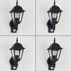 Luminaires Rustiques-hofstein Applique murale d'extérieur Naofe Noir, 1 lumière, Détecteur de mouvement