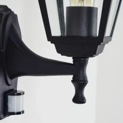 Luminaires Rustiques-hofstein Applique murale d'extérieur Naofe Noir, 1 lumière, Détecteur de mouvement