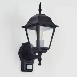 Luminaires Rustiques-hofstein Applique murale d'extérieur Naofe Noir, 1 lumière, Détecteur de mouvement