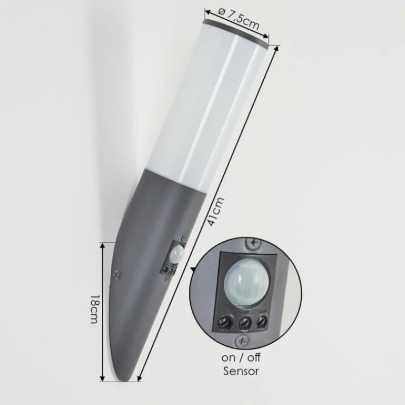 hofstein Applique murale d'extérieur Caserta Anthracite, 1 lumière, Détecteur de mouvement